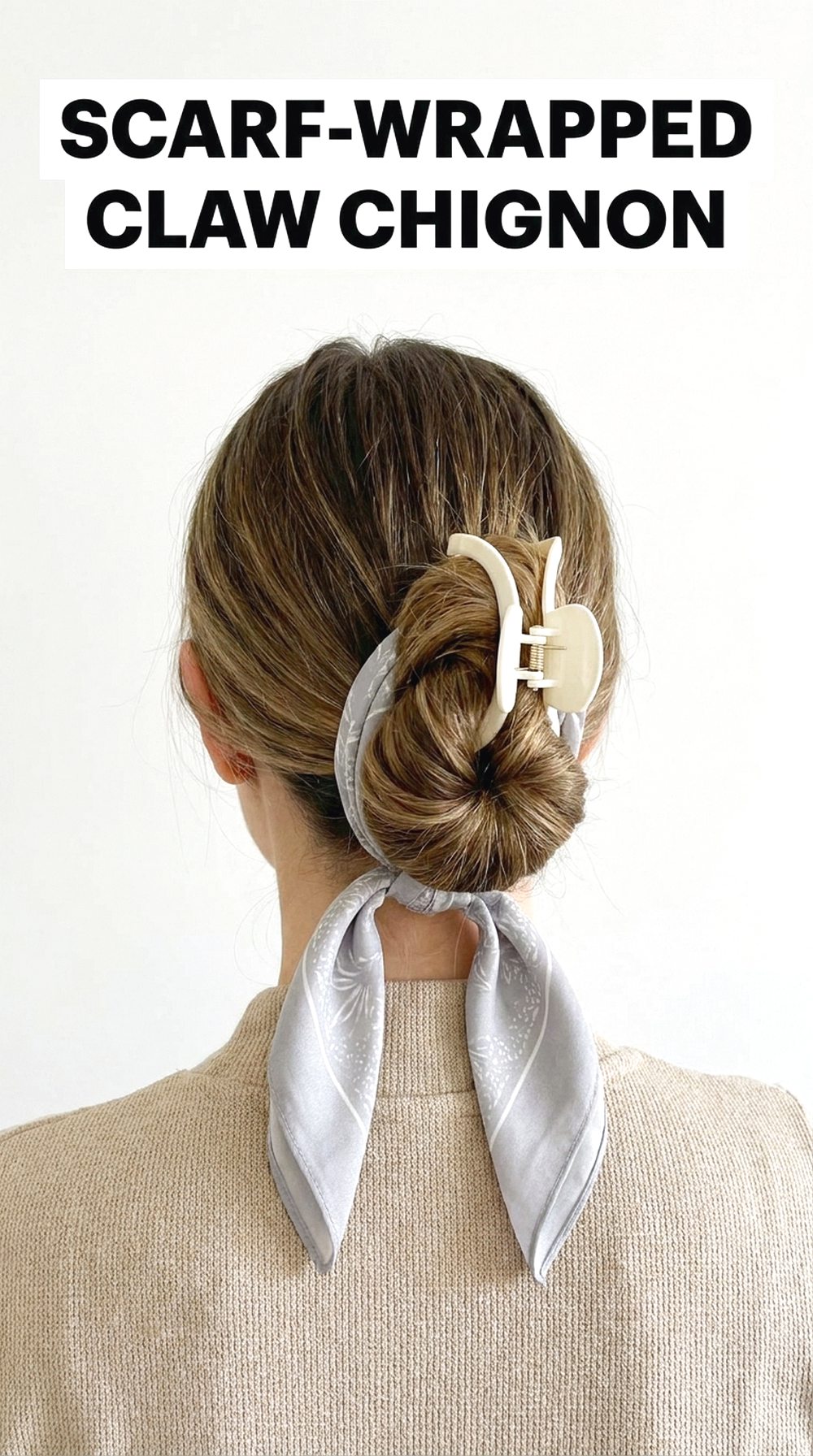 Scarf-Wrapped Claw Chignon