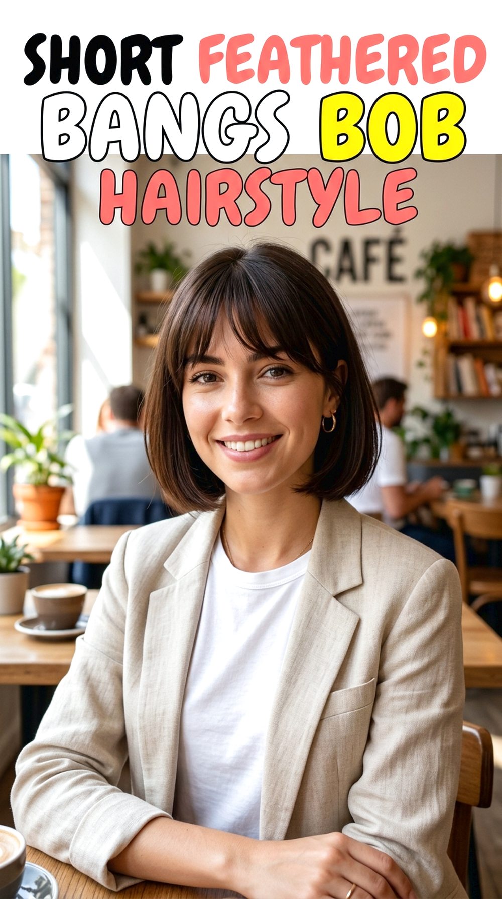 Short Feathered Bangs Bob