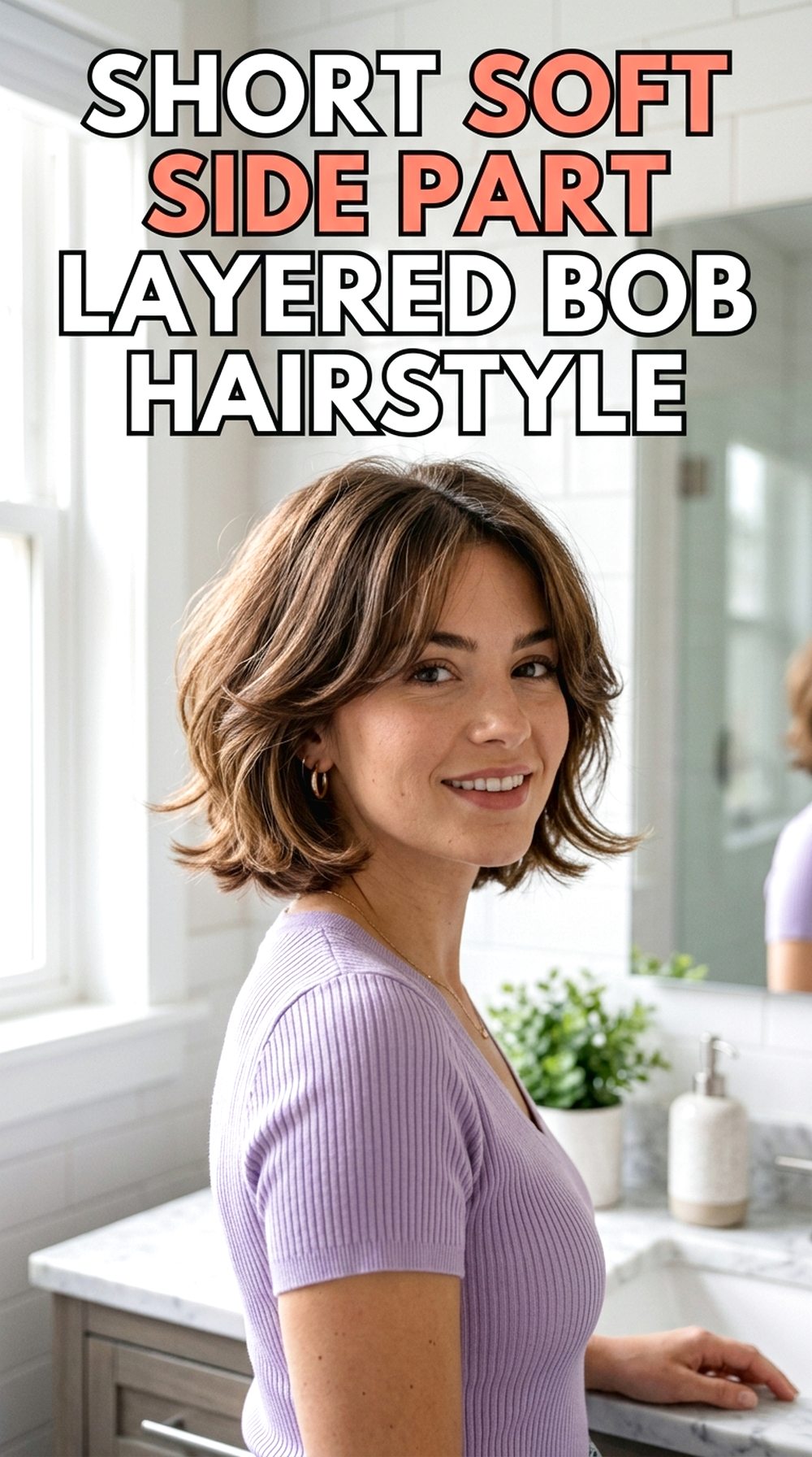 Short Soft Side Part Layered Bob