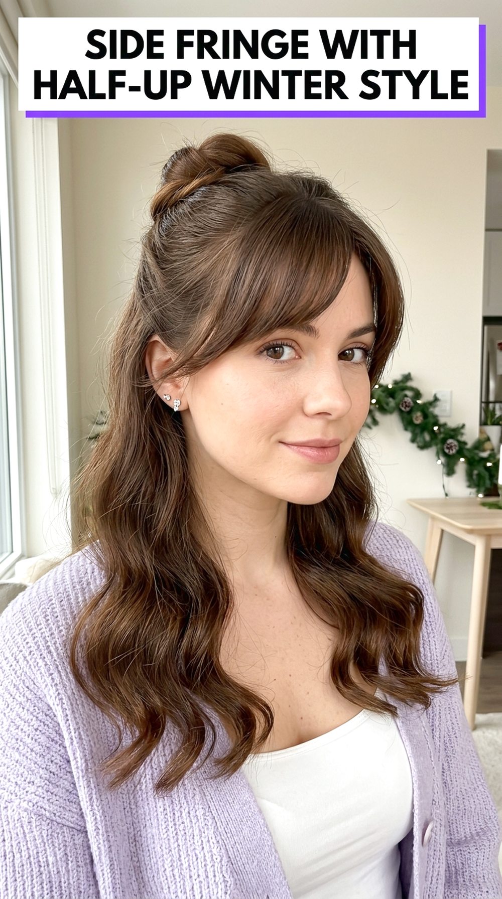 Side Fringe With Half-Up Winter Style