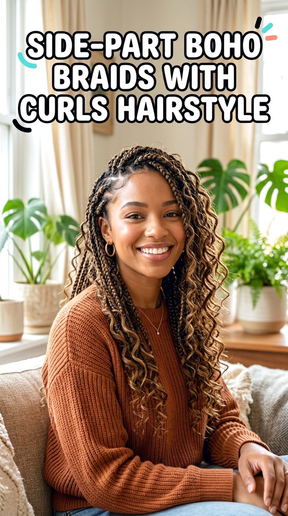 Side-Part Boho Braids With Curls
