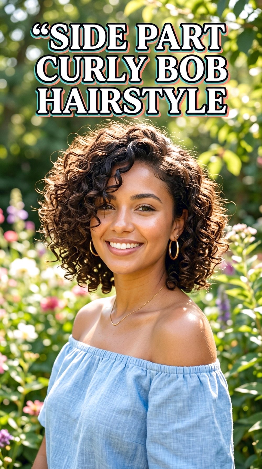Side Part Curly Bob