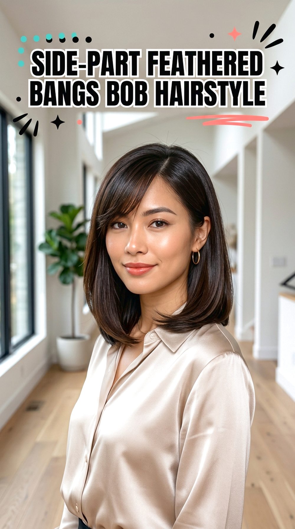 Side-Part Feathered Bangs Bob