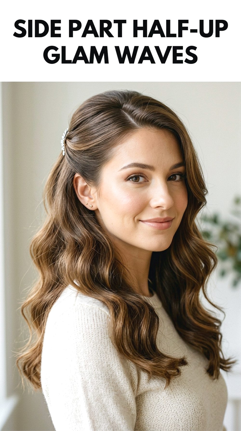 Side Part Half-Up Glam Waves
