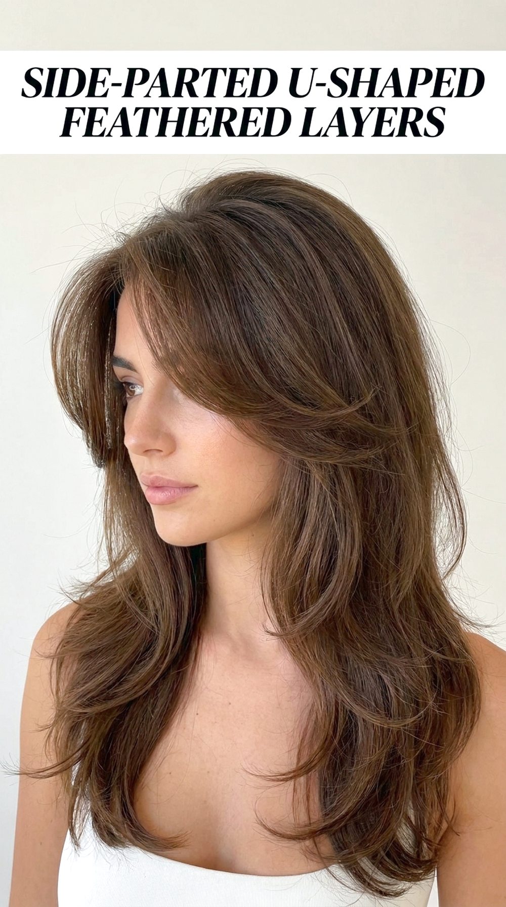 Side-Parted U-Shaped Feathered Layers