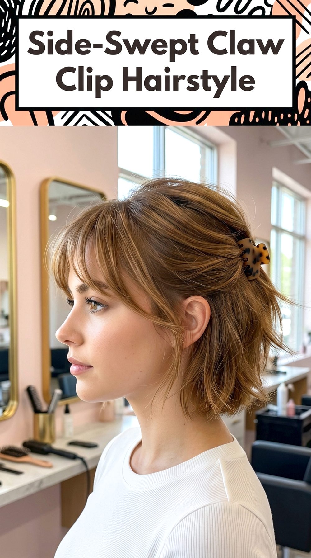 Side-Swept Claw Clip Hairstyle