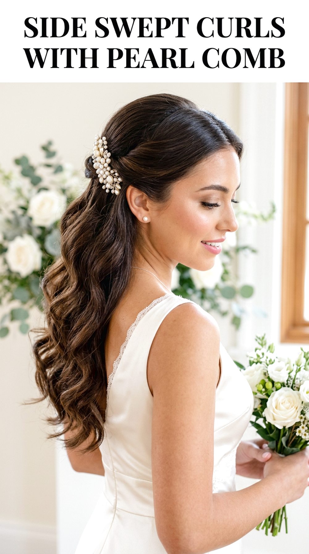 Side Swept Curls With Pearl Comb