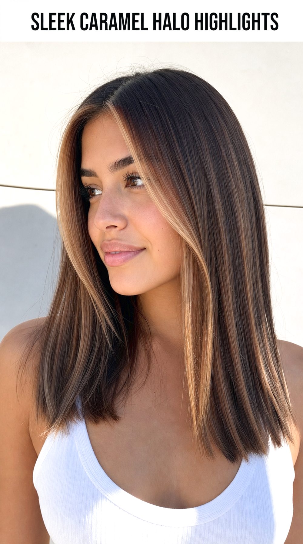 Sleek Caramel Halo Highlights