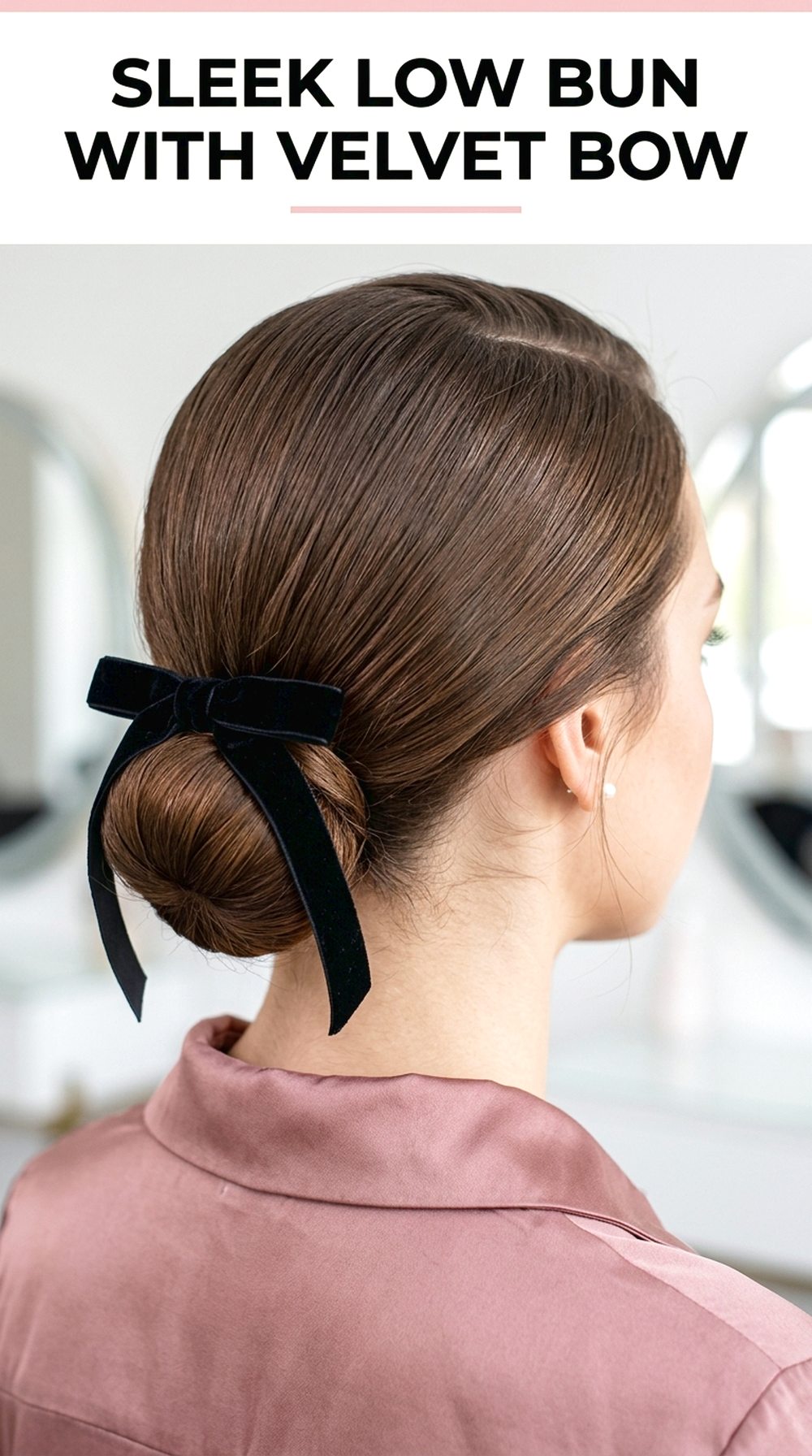 Sleek Low Bun Velvet Bow