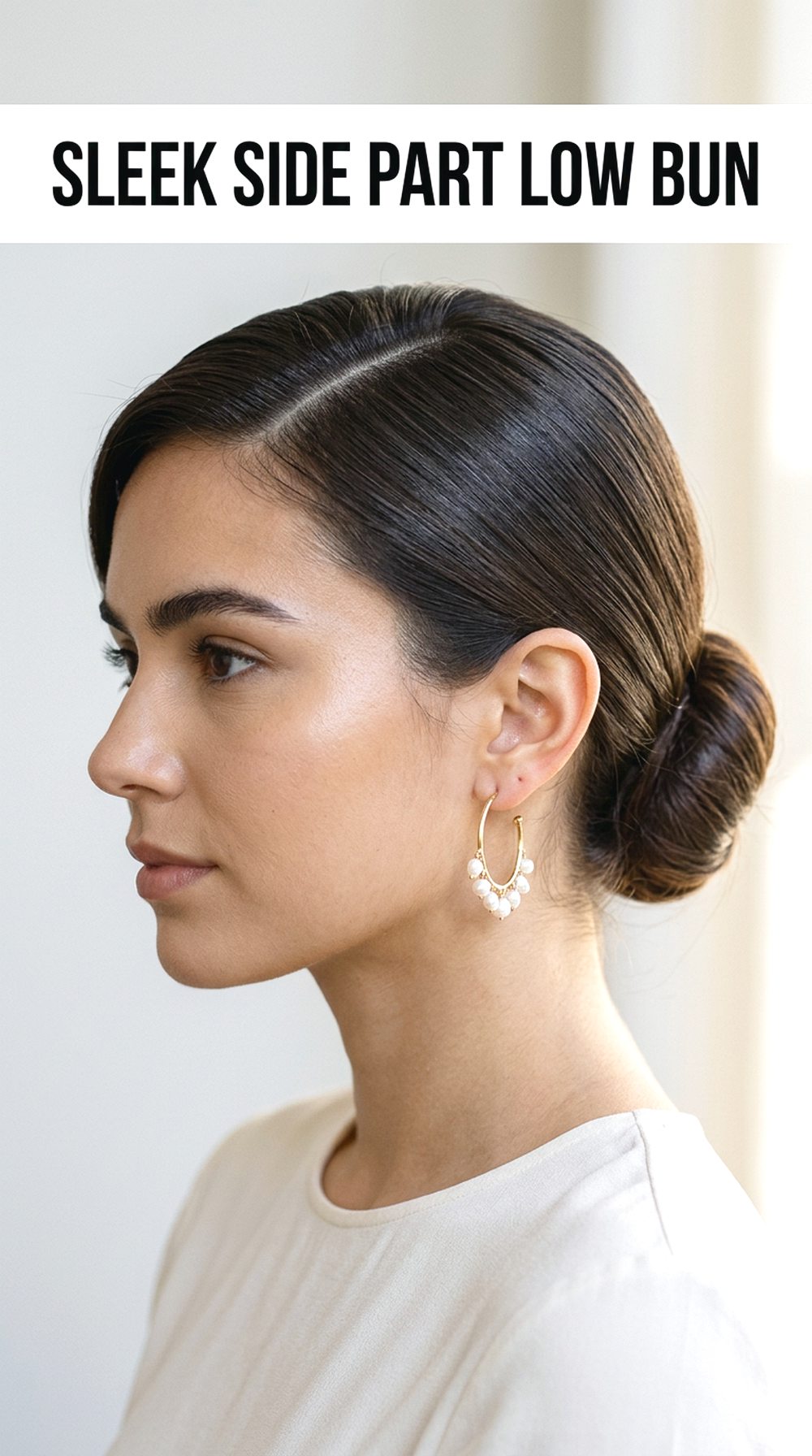 Sleek Side Part Low Bun