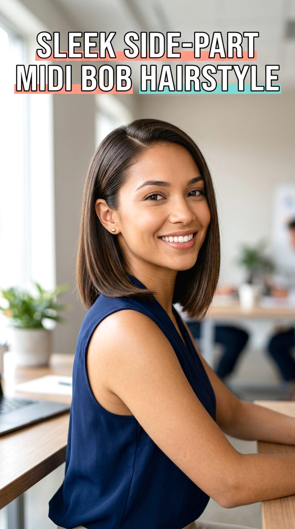 Sleek Side-Part Midi Bob