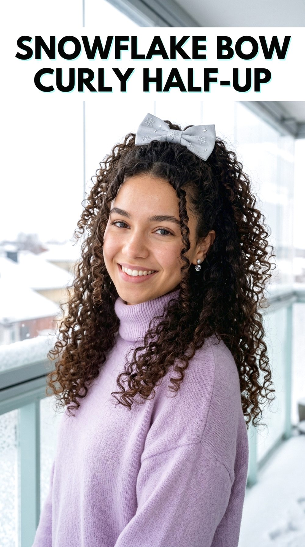 Snowflake Bow Curly Half-Up