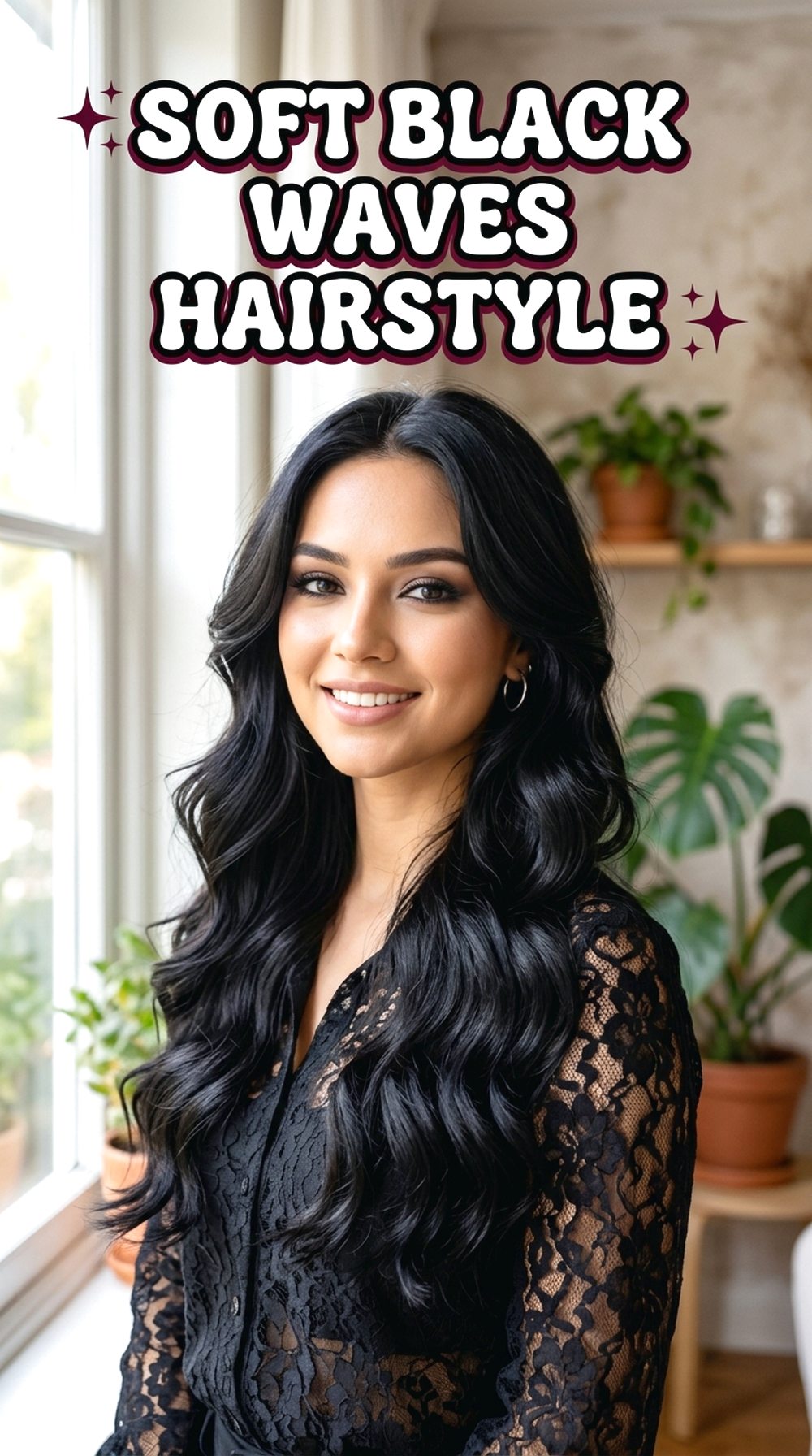 Soft Black Waves Hairstyle