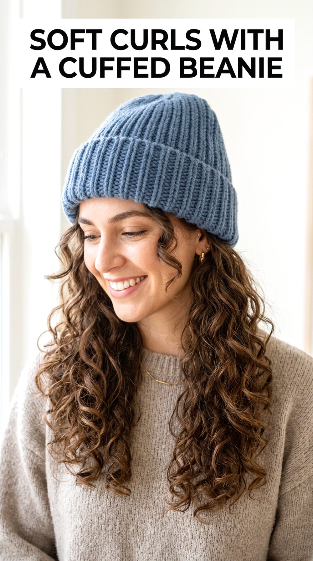 Soft Curls With A Cuffed Beanie