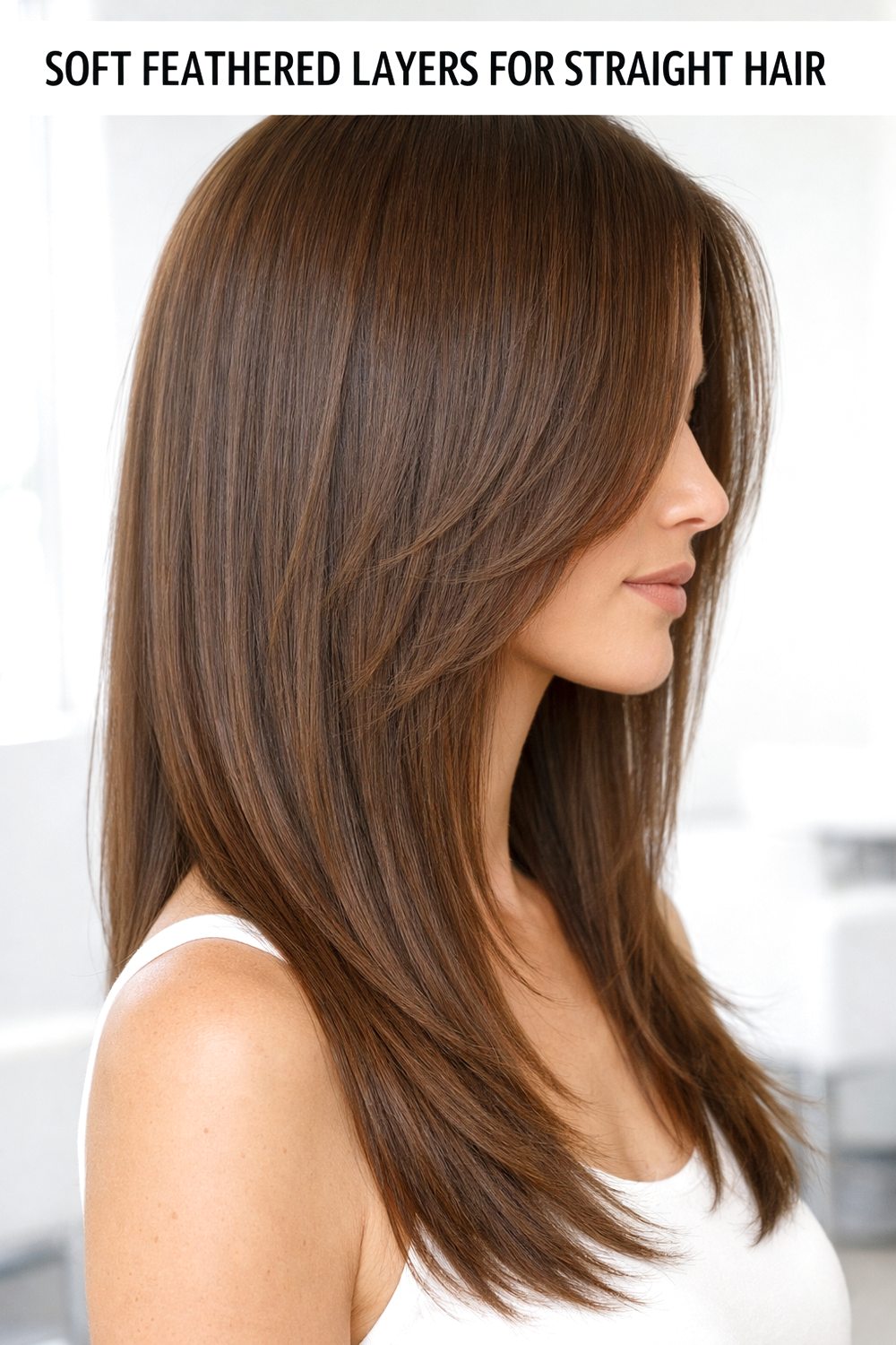 Soft Feathered Layers for Straight Hair