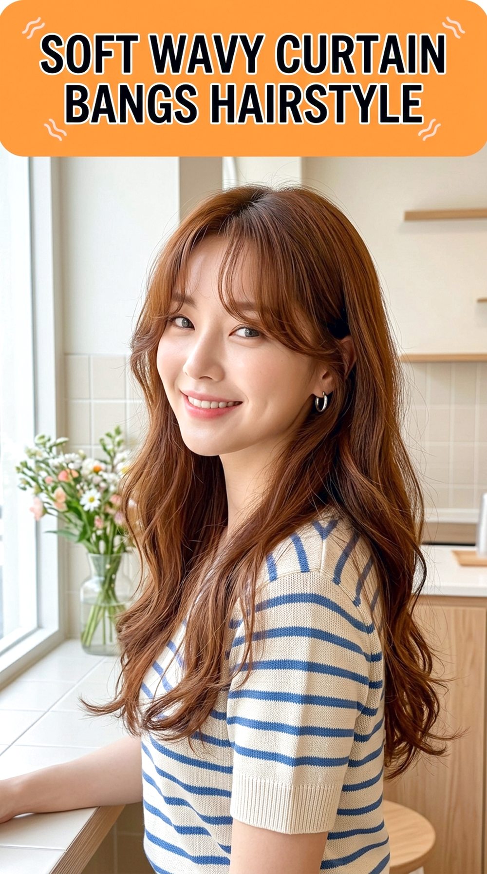 Soft Wavy Curtain Bangs