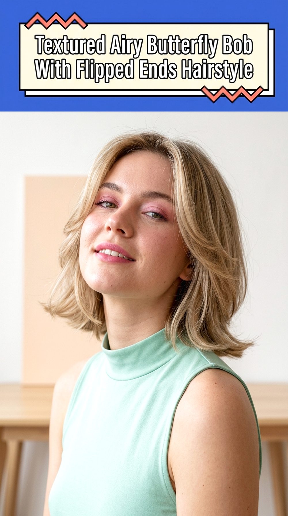 Textured Airy Butterfly Bob With Flipped Ends