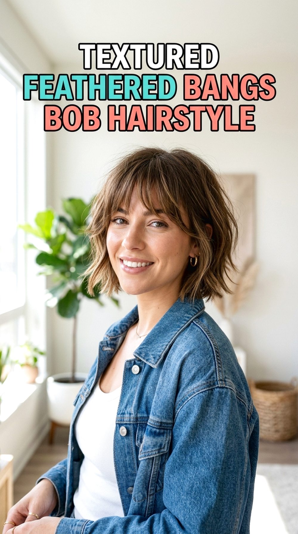 Textured Feathered Bangs Bob