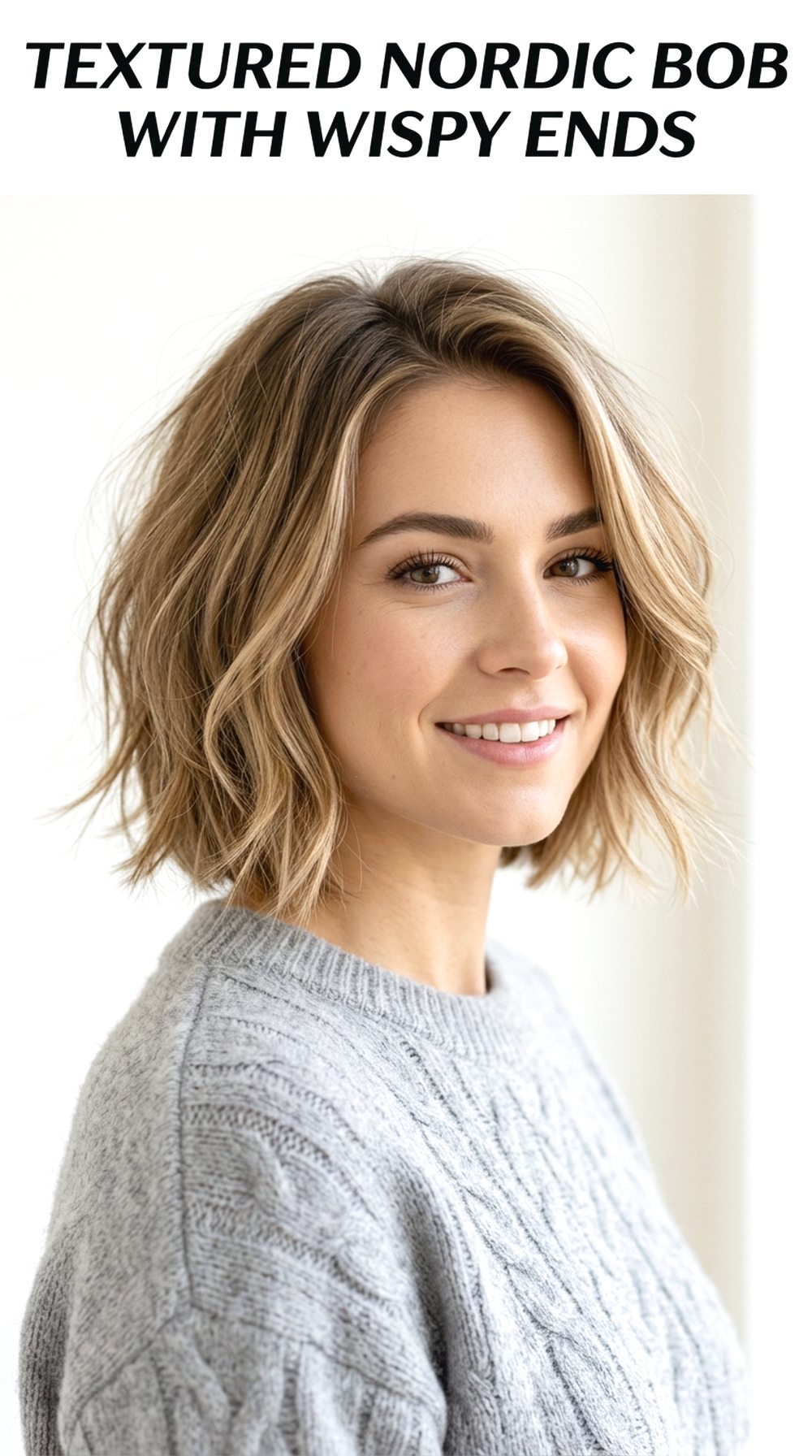 Textured Nordic Bob With Wispy Ends