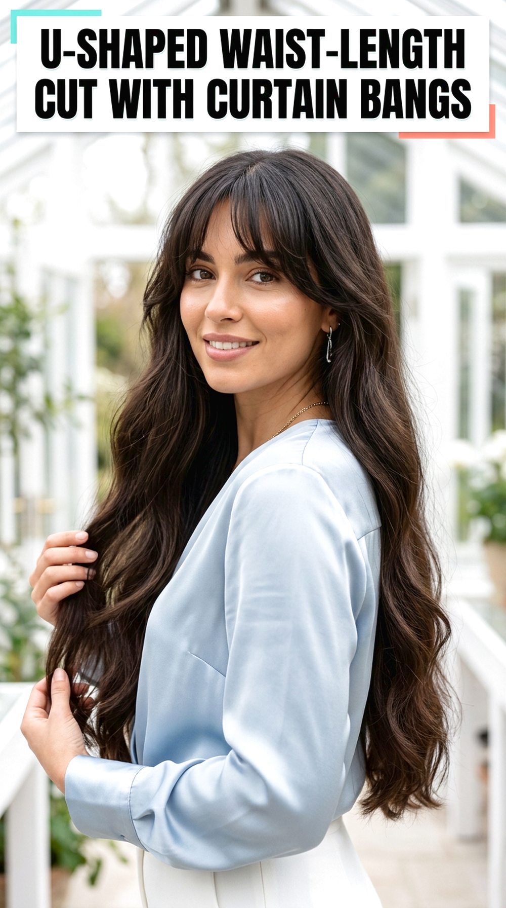 U-Shaped Waist-Length Cut With Curtain Bangs