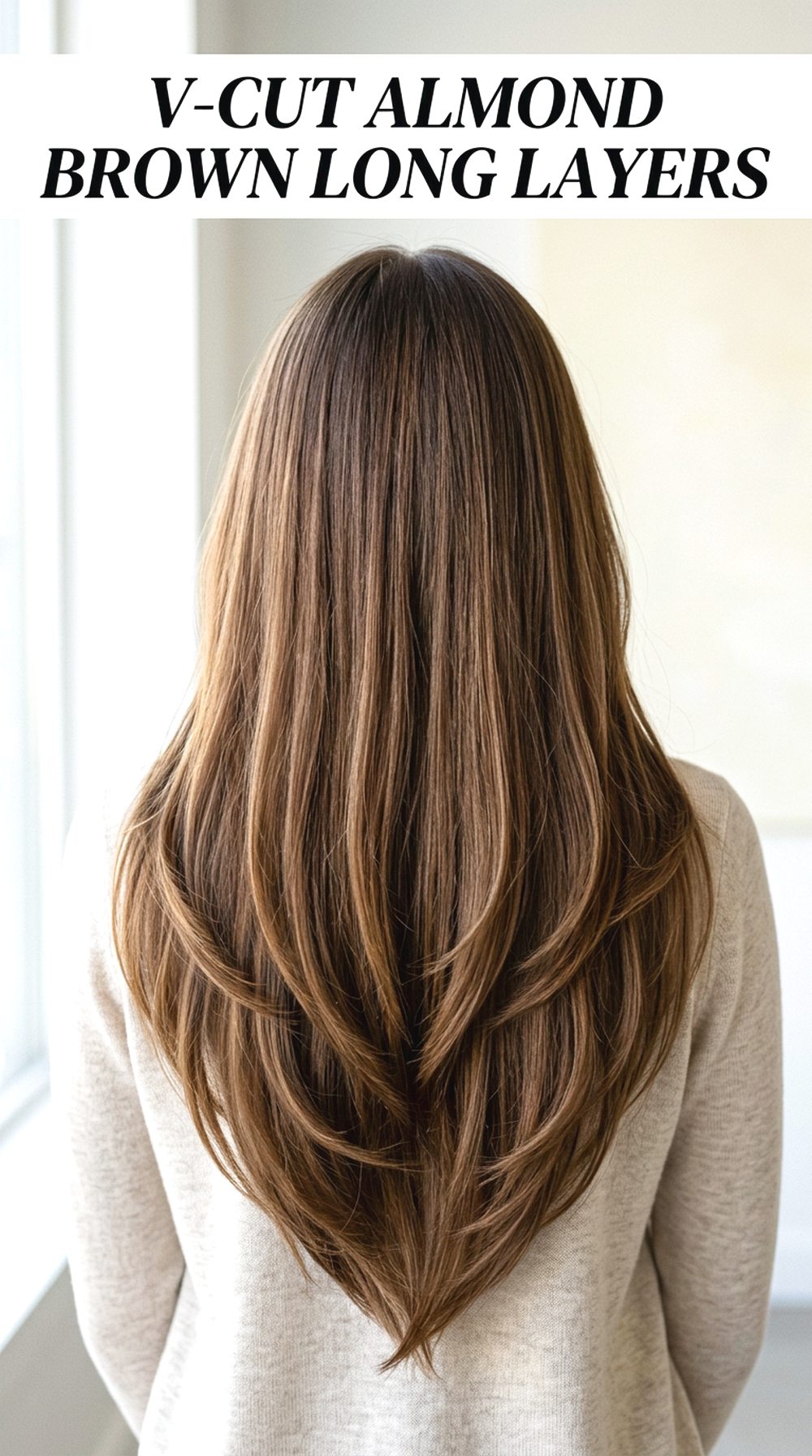 V-Cut Almond Brown Long Layers