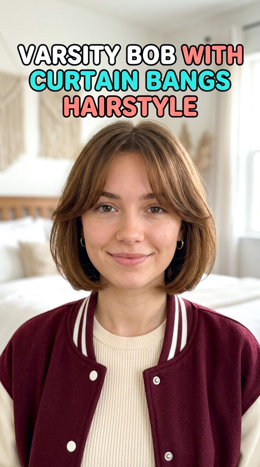 Varsity Bob With Curtain Bangs