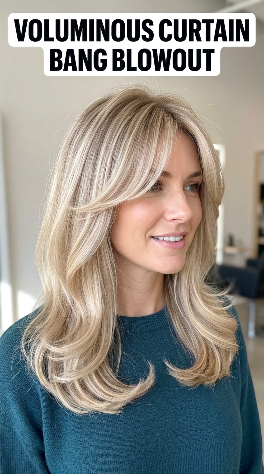 Voluminous Curtain Bang Blowout