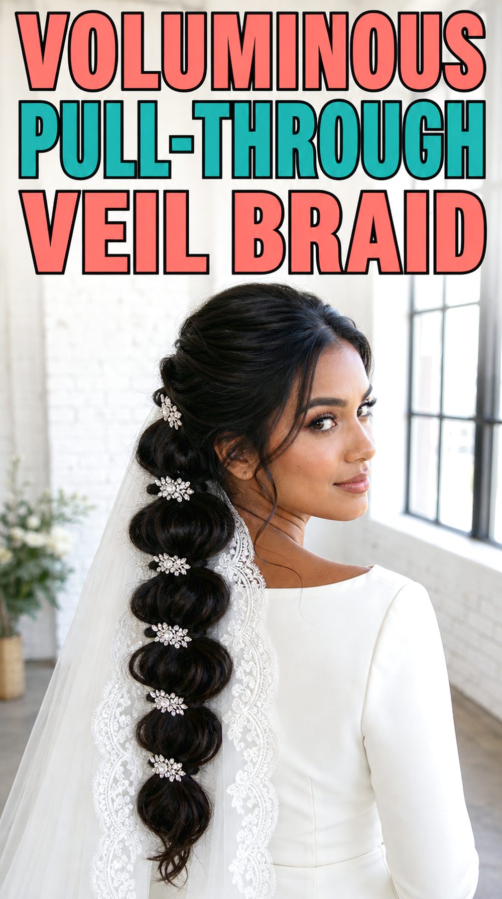 Voluminous Pull-Through Veil Braid Hairstyle
