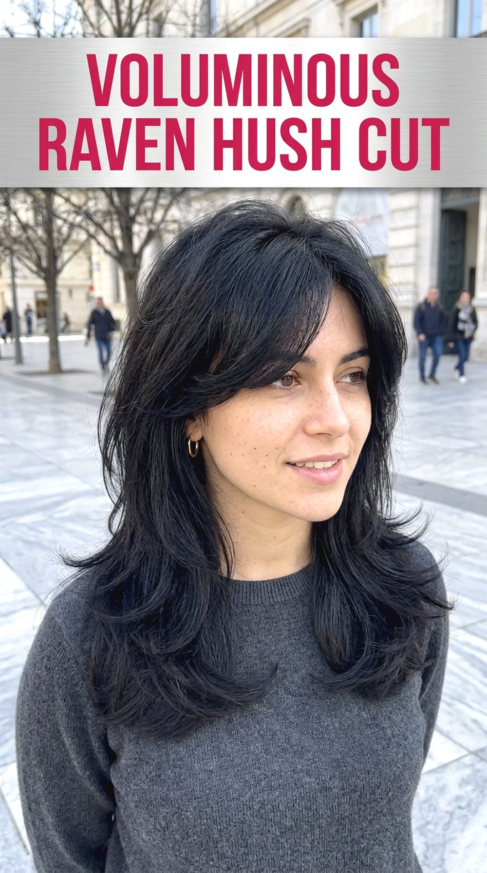 Voluminous Raven Hush Cut With Side Bangs