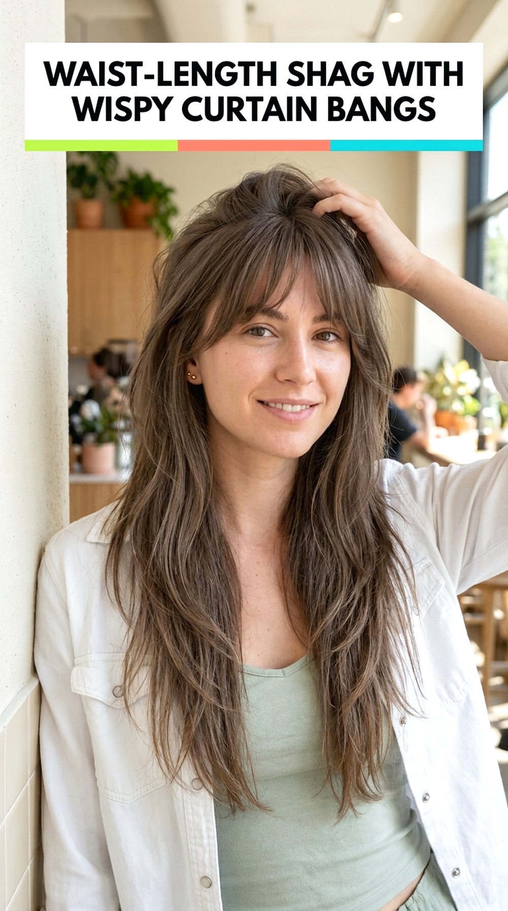 Waist-Length Shag With Wispy Curtain Bangs