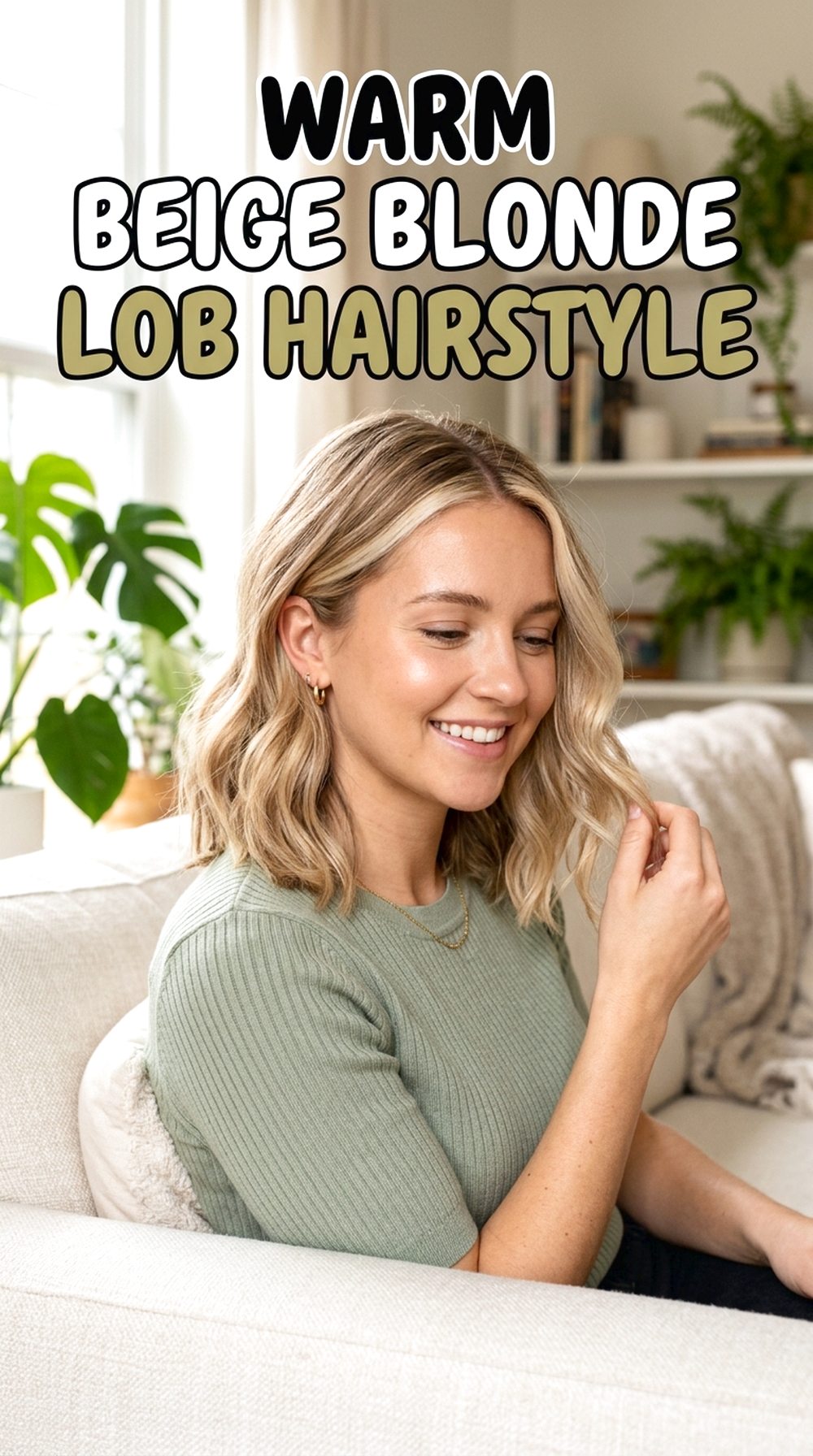 Warm Beige Blonde Lob