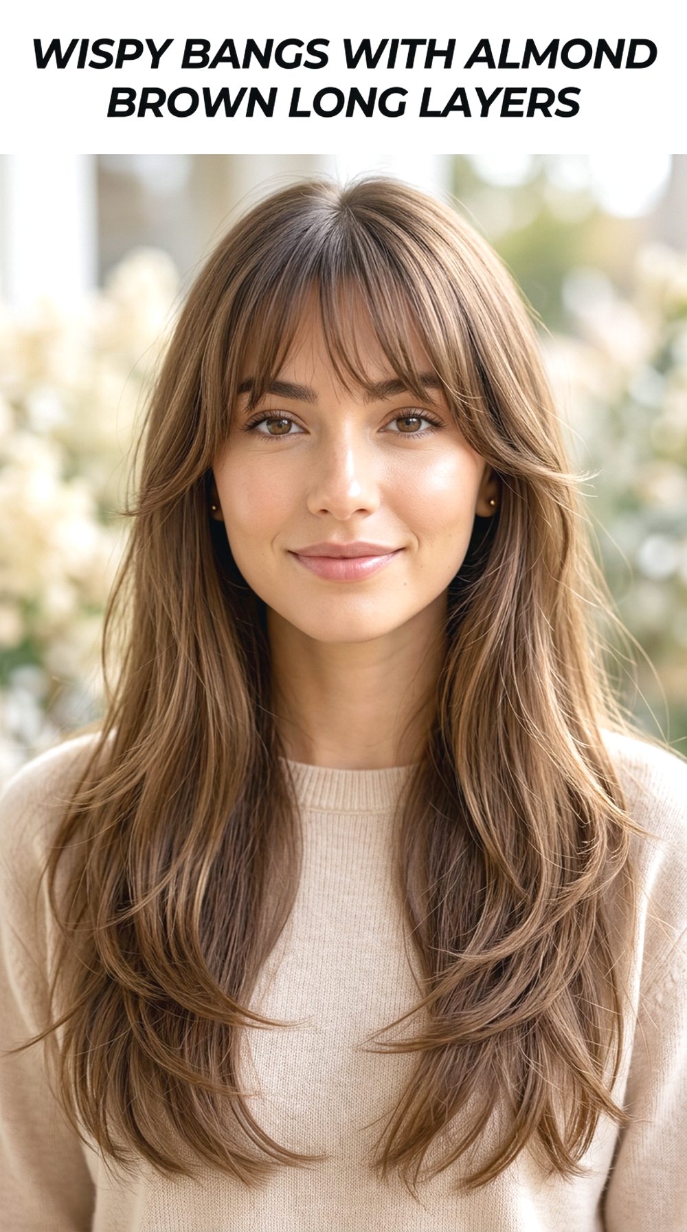 Wispy Bangs With Almond Brown Long Layers