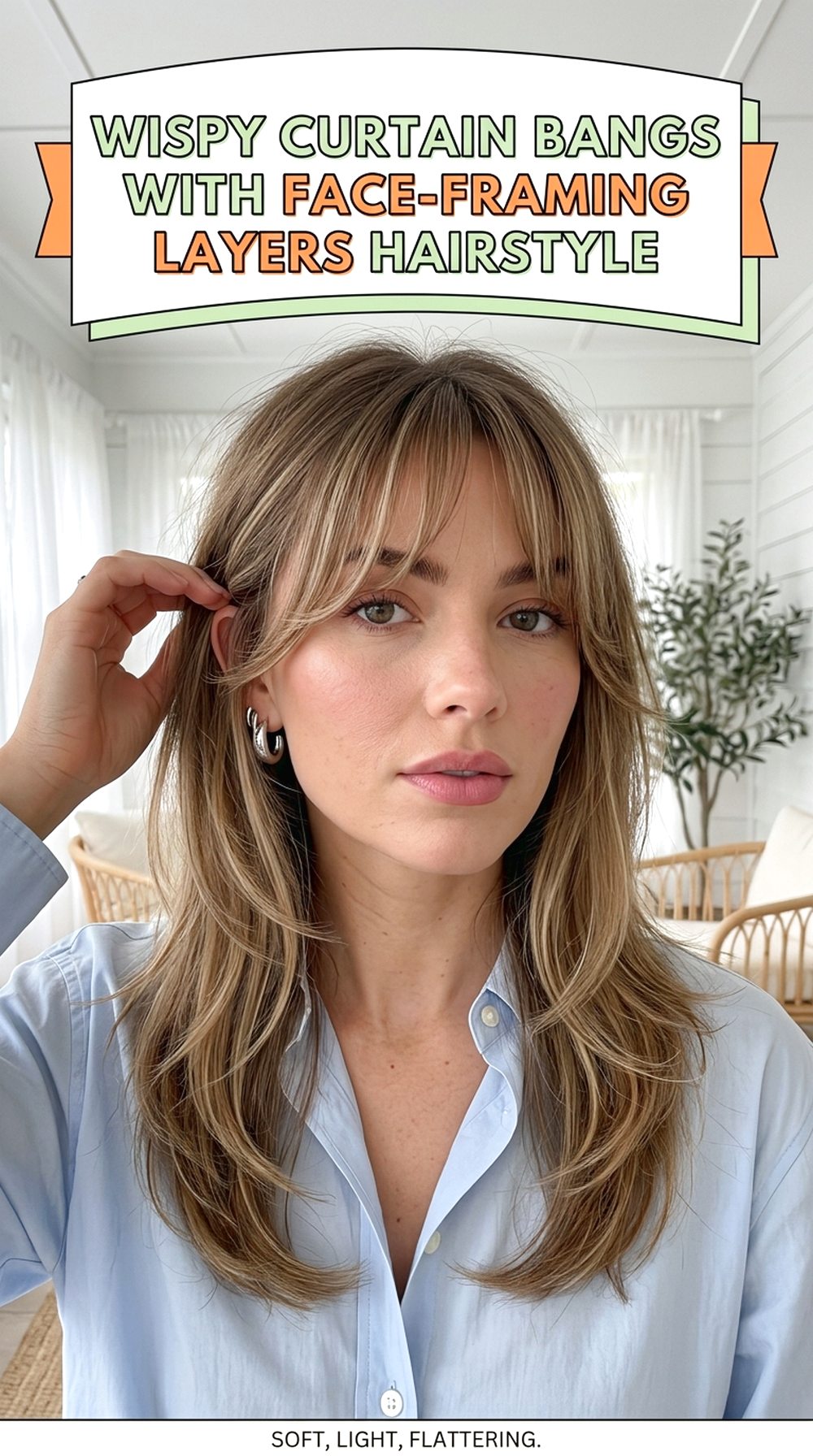 Wispy Curtain Bangs With Face-Framing Layers