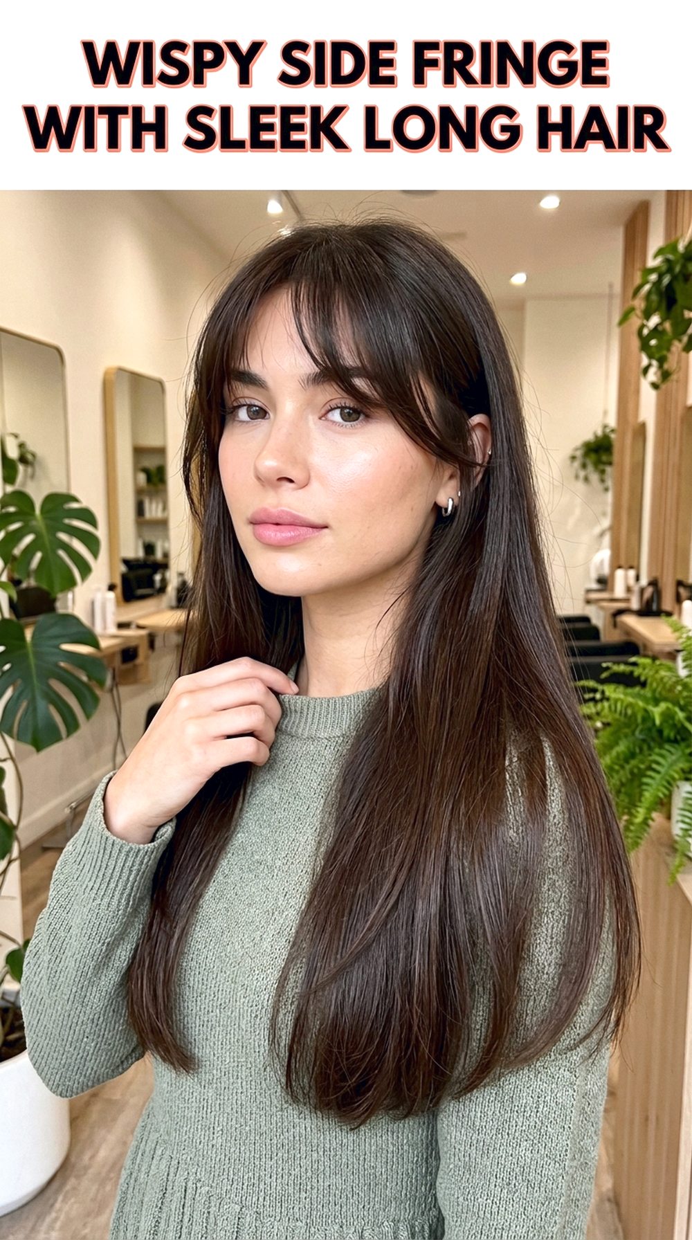 Wispy Side Fringe With Sleek Long Hair